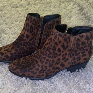 Leopard ankle boots